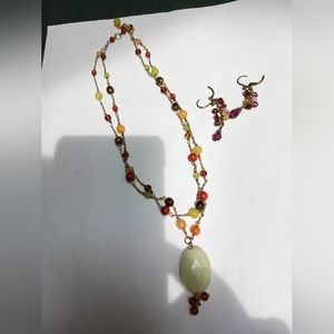 18 inch Double strand necklace with matching earrings